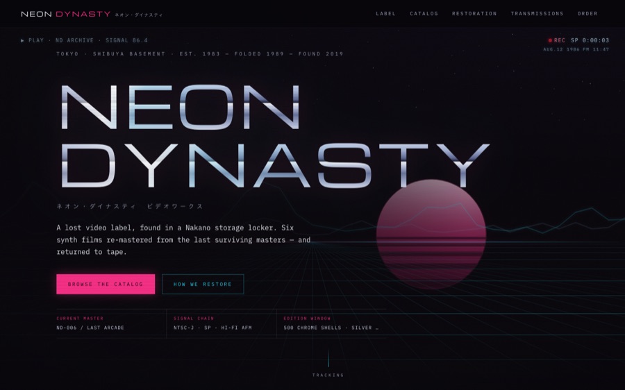 NEON DYNASTY — Tokyo 1986 Video Label